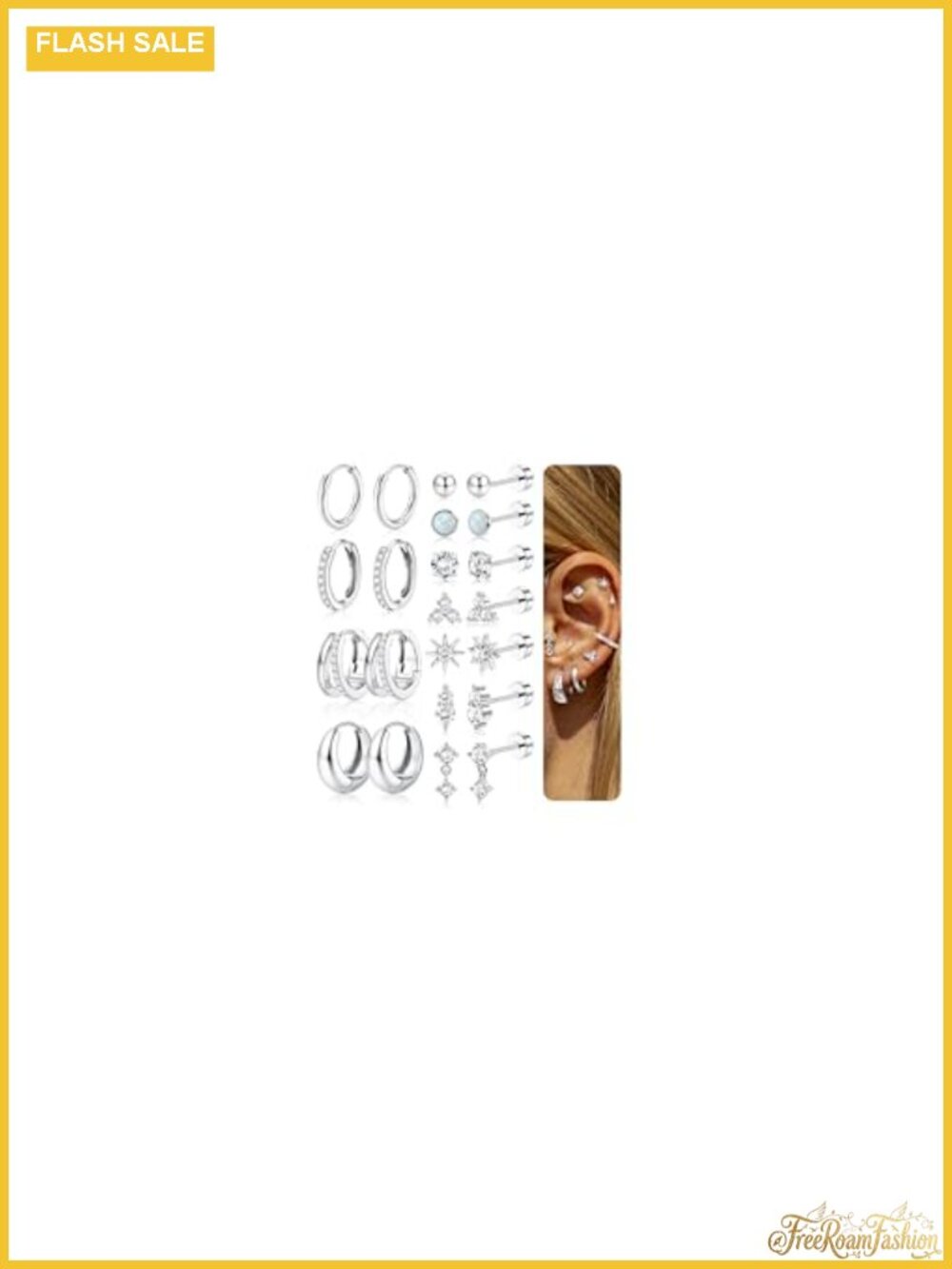 Hypoallergenic Flat Back Earrings for Women, Surgical Steel Stud & Hoop